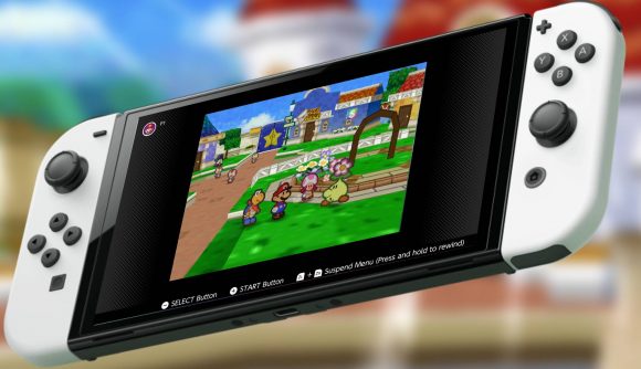 Paper Mario appears on a Nintendo Switch through the Nintendo Switch Online app