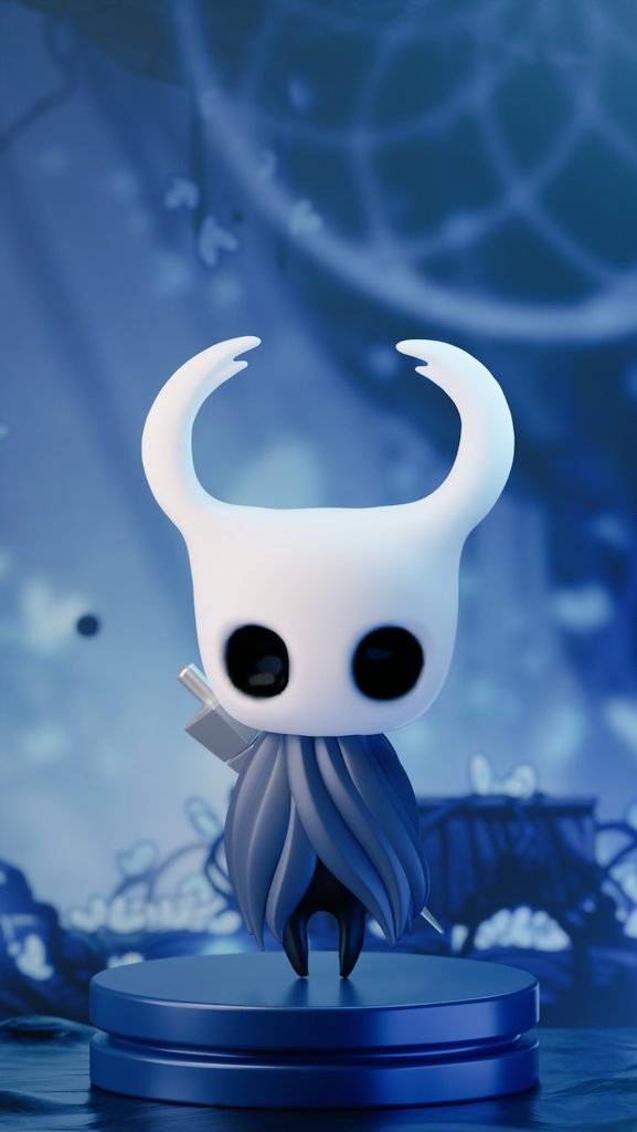 A detailed CG model of The Knight from Hollow Knight 
