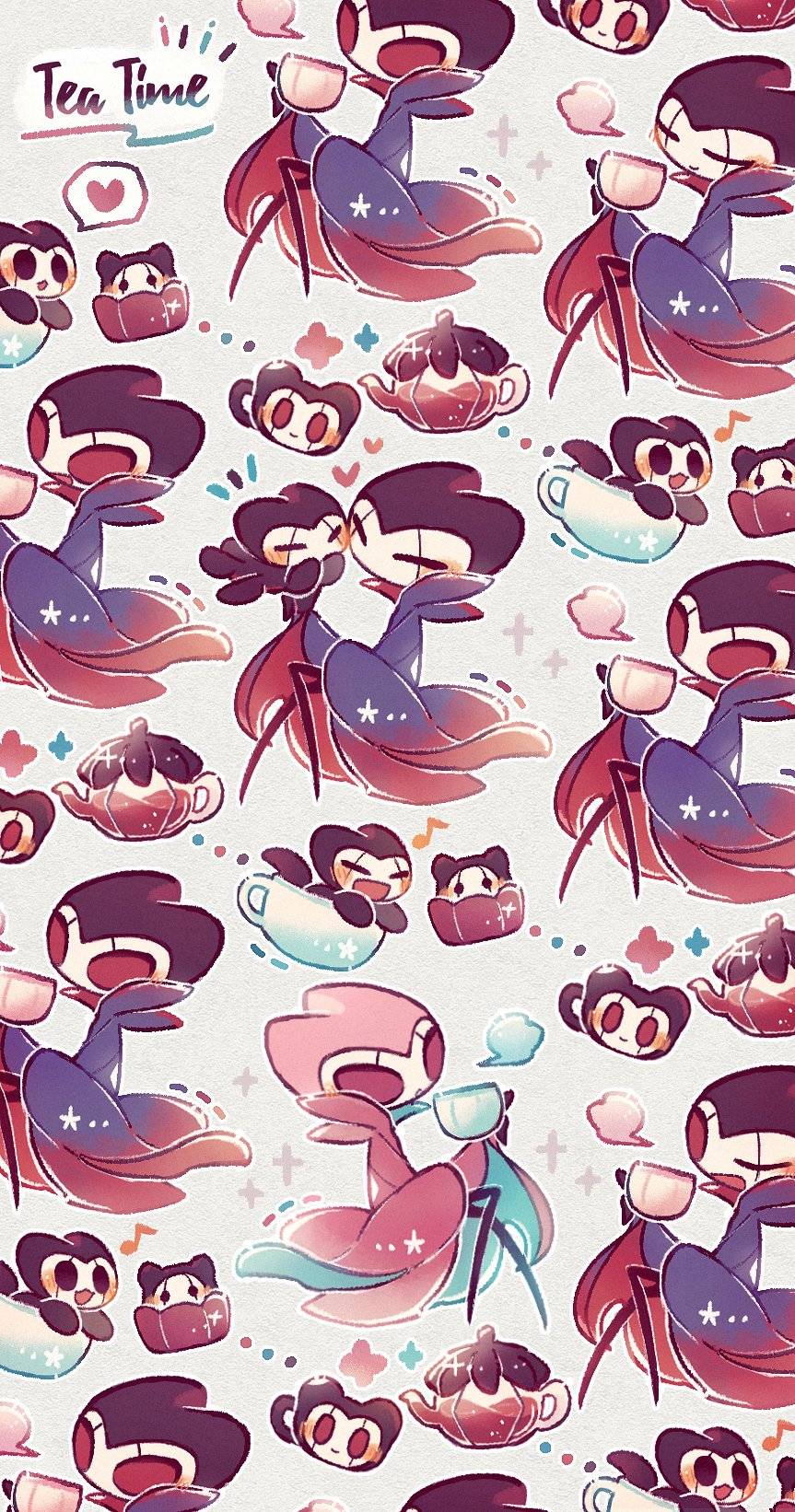 A pattern featuring characters from Hollow Knight 