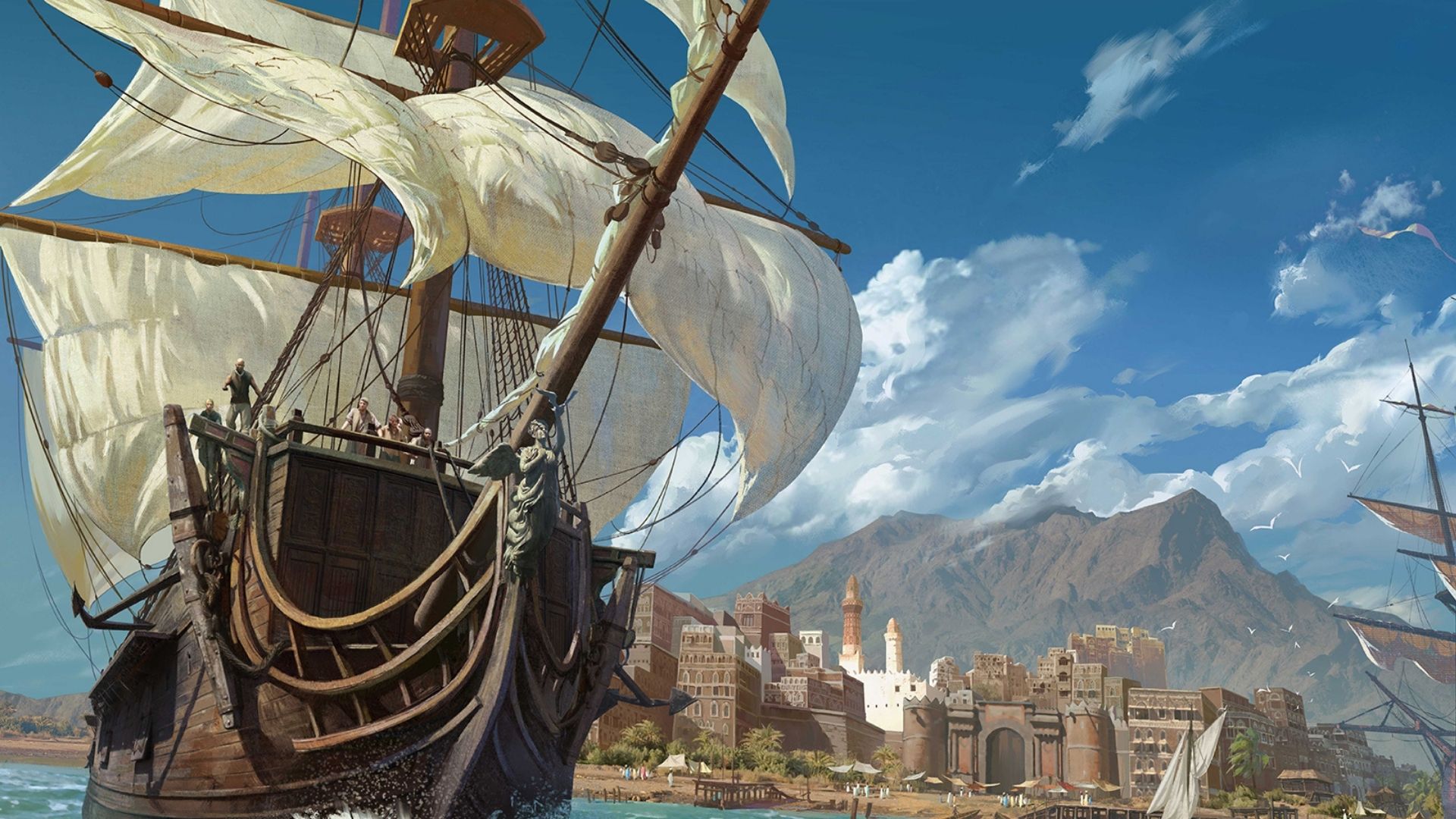 A picture of a ship in the art for NetEase's War for the Seas.