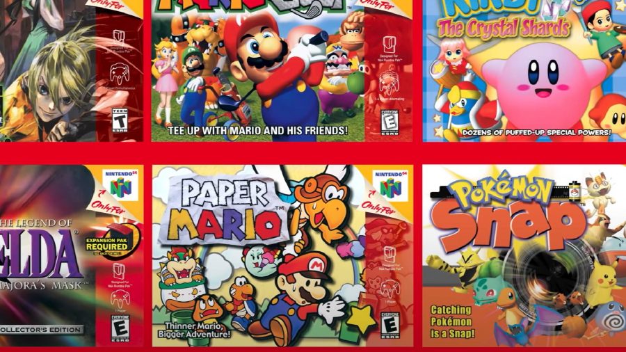 Several different N64 games are shown and their boxarts 