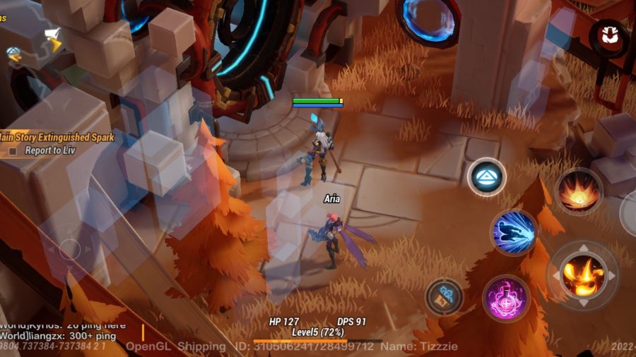 Torchlight Infinite screenshot showing the player character followed by Crow Aria