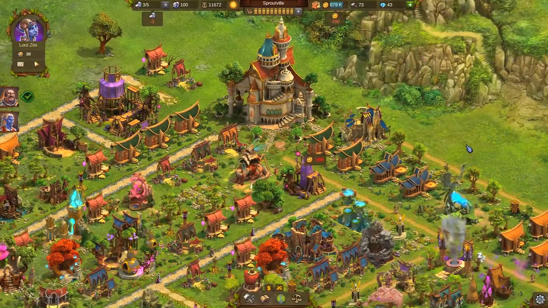 Best mobile games - Elvenar. Image shows a fantasy city from an isometric perspective.