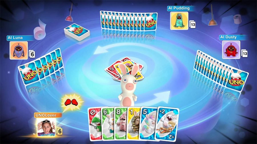 best switch board games: a game of UNO is being played 