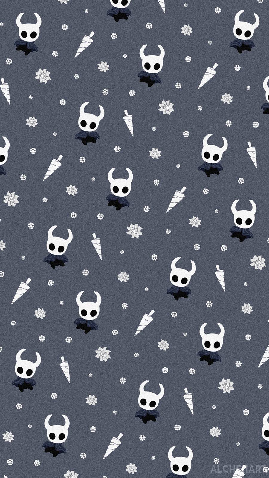 A pattern featuring The Knight from Hollow knight 