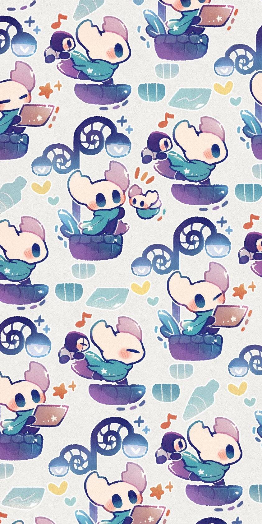 A pattern featuring the Knight from Hollow Knight 