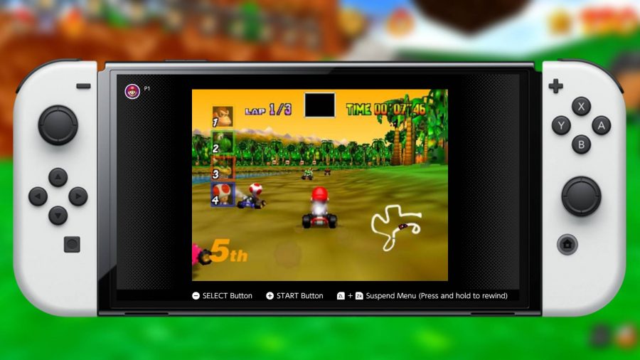 Mario Kart 64 is being played on Nintendo Switch Online