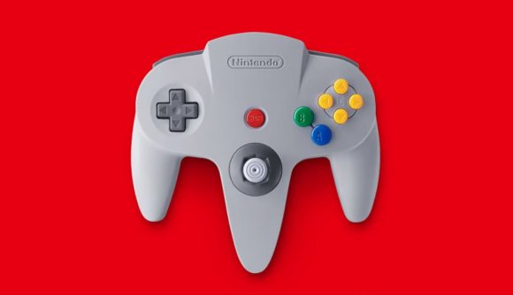 An image of an N64 controller, as featured in the reveal of the Nintendo Switch Online N64 emulation library.