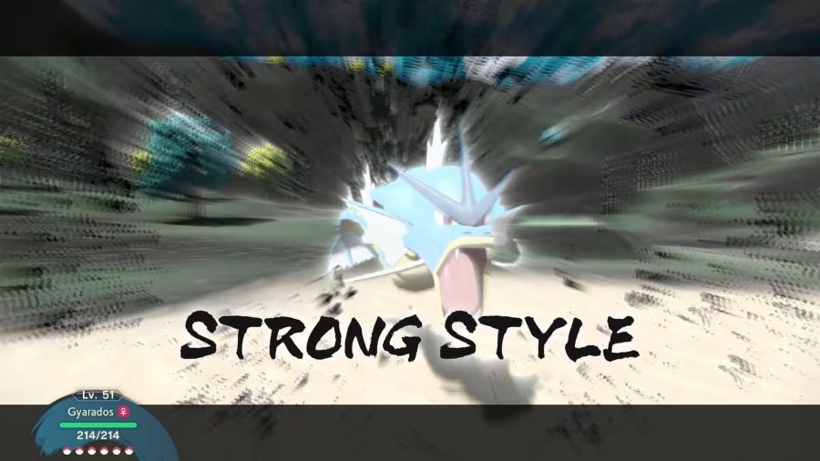 Gyarados uses a strong-style move in Pokémon Legends Arceus