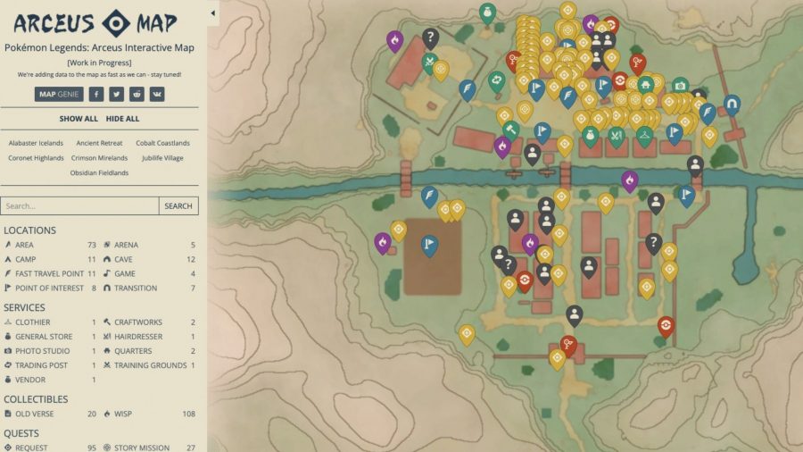 Map Genie Pokémon Legends Arceus Map