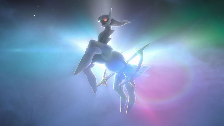 Pokémon Legends: Arceus promotional image showing Arceus over a vortex