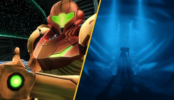 Custom image of Samus and the screenshot from the Retro Studios page