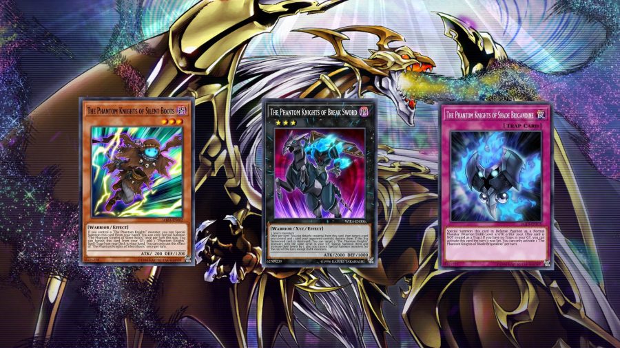 Various cards that support a phantom knights deck in a custom image