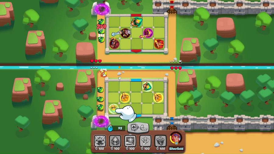 A scene of a battle taking place in the iOS tower defense game, Rush Royale.