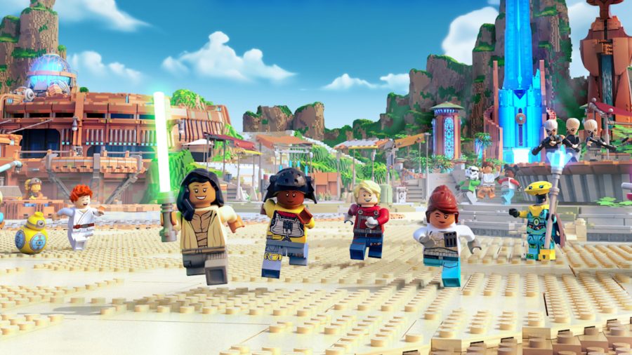 Eine Gruppe Lego-Figuren rennt auf dich zu