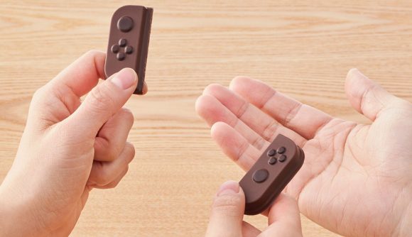 A pair of chocolate Joy-Con controllers that Nintendo shared in celebration of Valentine's Day