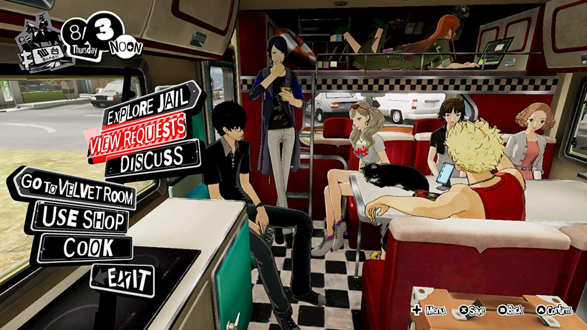 Persona 5 characters sitting together