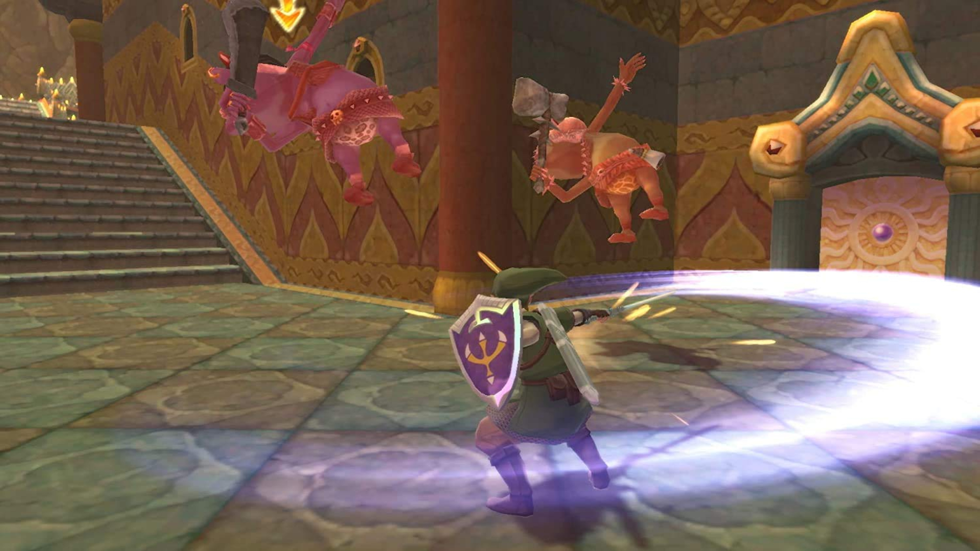 Link performing an attack with his sword