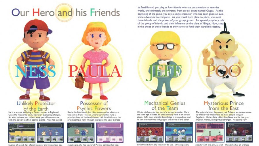 The characters of Earthbound and some descriptions from the original guide.