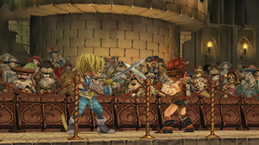 Zidane and Blank from Final Fantasy IX having a sword fight