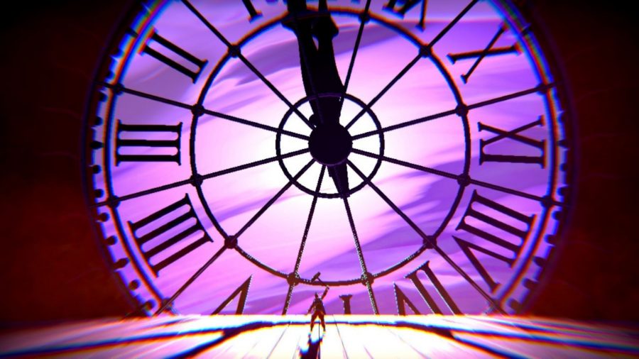 Ivan stood in front of a giant clock face in Little Orpheus