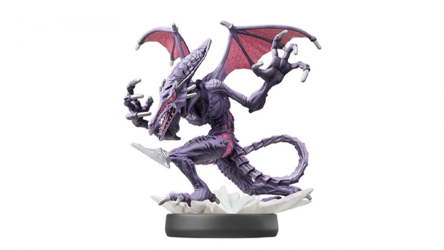 Ridley from Metroid - in amiibo form - is visible against a white background 