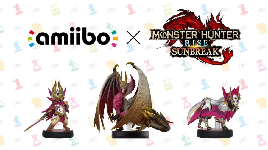 Three amiibo, one a cat dresses in a red dragon-like outfit. One a dog in a similar style. One a large red dragon with spiked wings.