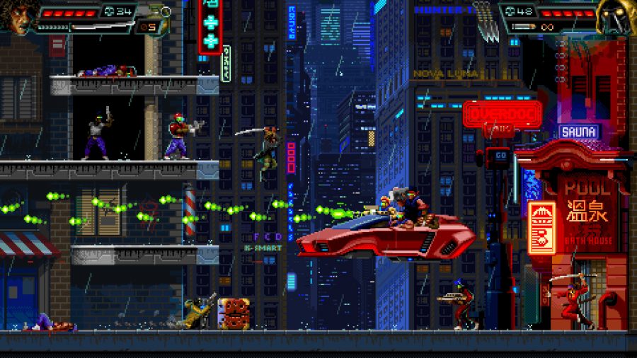 Huntdown screenshot showing a madcap battle
