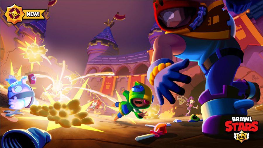 Brawl Stars promotional image showing characters in a big battle