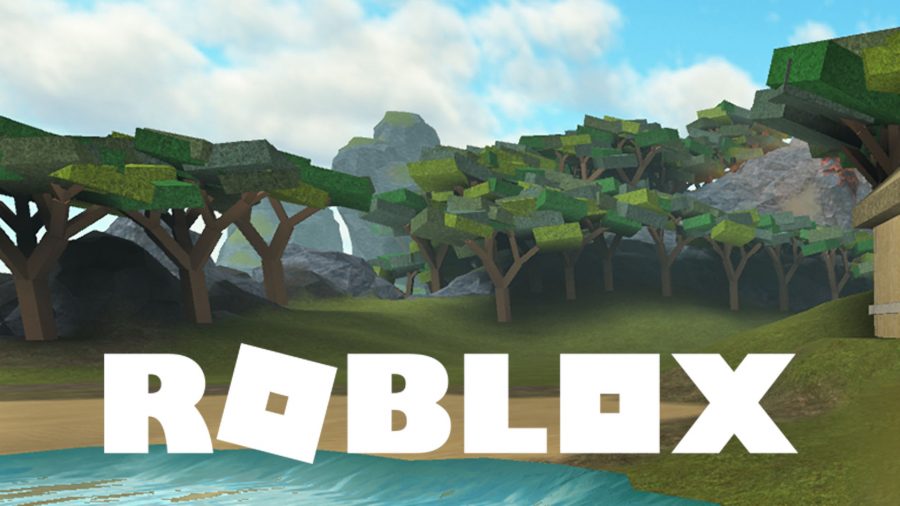 Roblox logo over a Da Piece scene