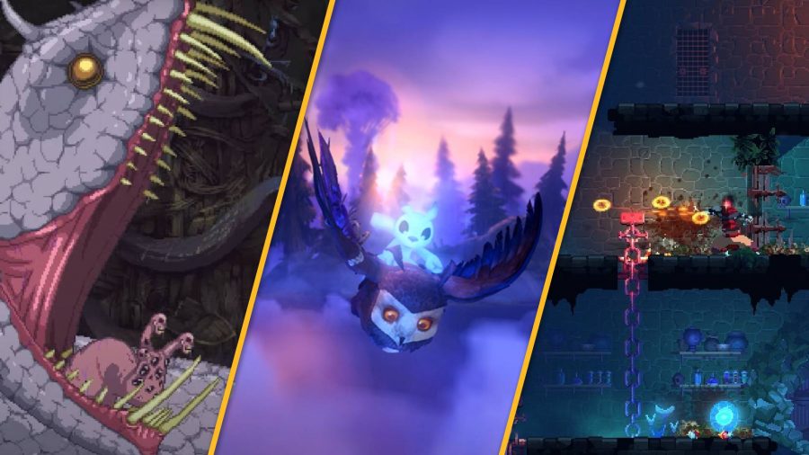 Screenshots from Blasphemous, Ori and the Will of the Wisps, and Dead Cells, are all visible