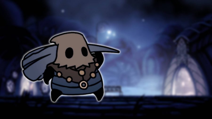 Cloth from Hollow Knight is visible against the backdrop of Dirtmouth