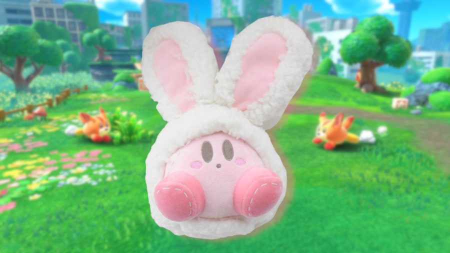 A bunny Kirby plush.