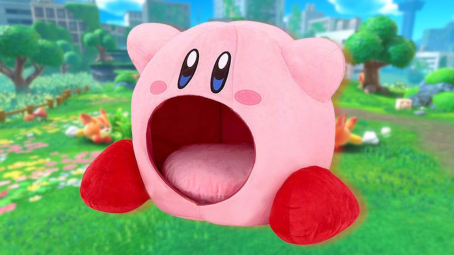 A big mouth Kirby plush.