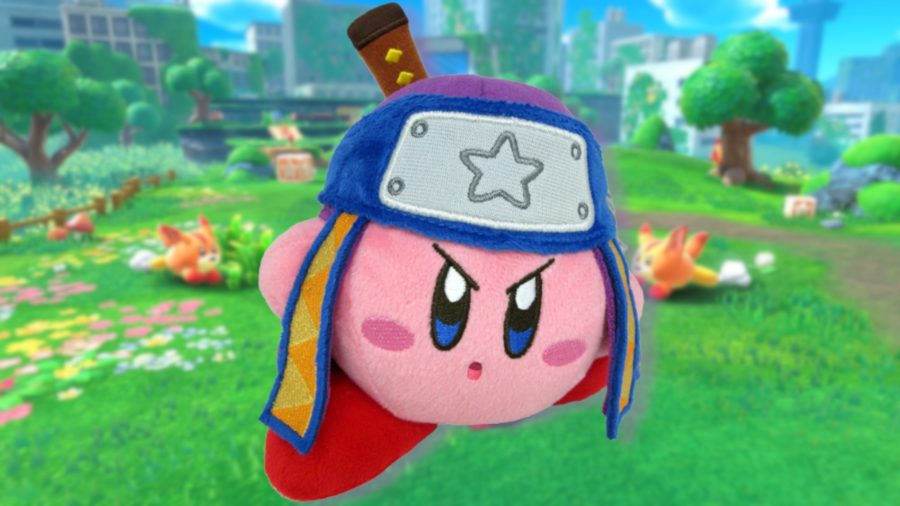 A ninja Kirby plush.