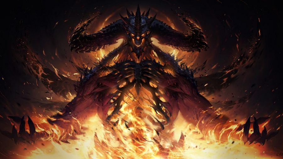A huge fiery demonn