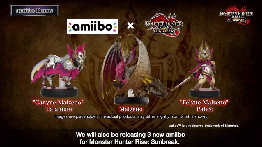 three characters from Monster Hunter are represented with amiibo figures 