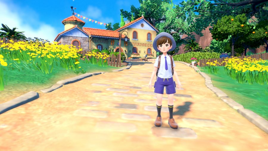 A sunny villa is shown alongside a young Pokémon trainer 