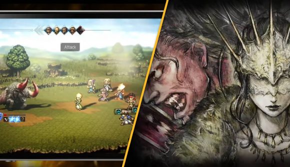 Key art for Octopath Travell Champions of the Continent is shown next to a screenshot of the game