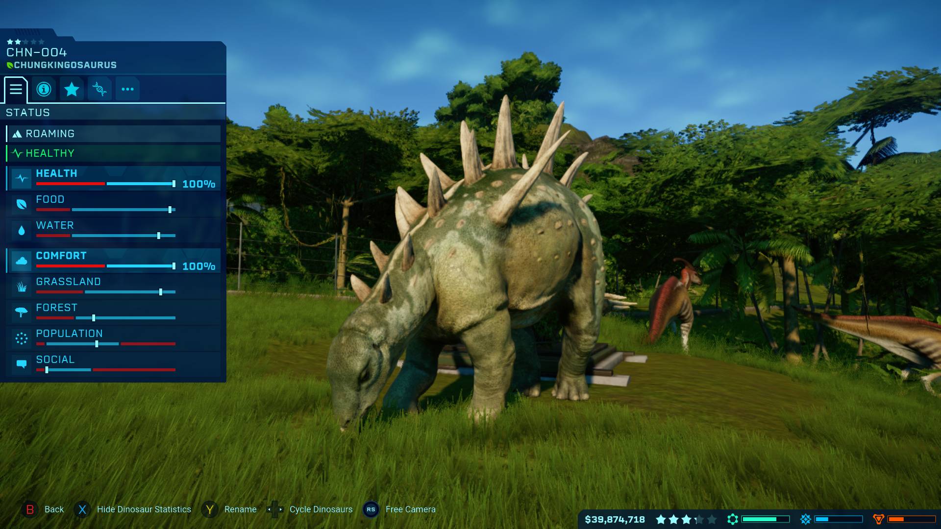 best dinosaur games: a dinosaur is shown grazing in an enclosure 