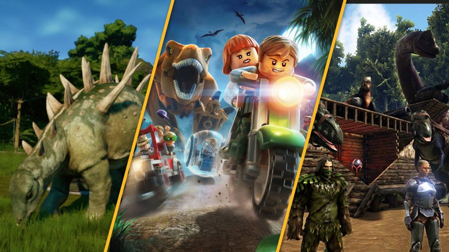 best dinosaur games: screenshots show several different dinosaur games