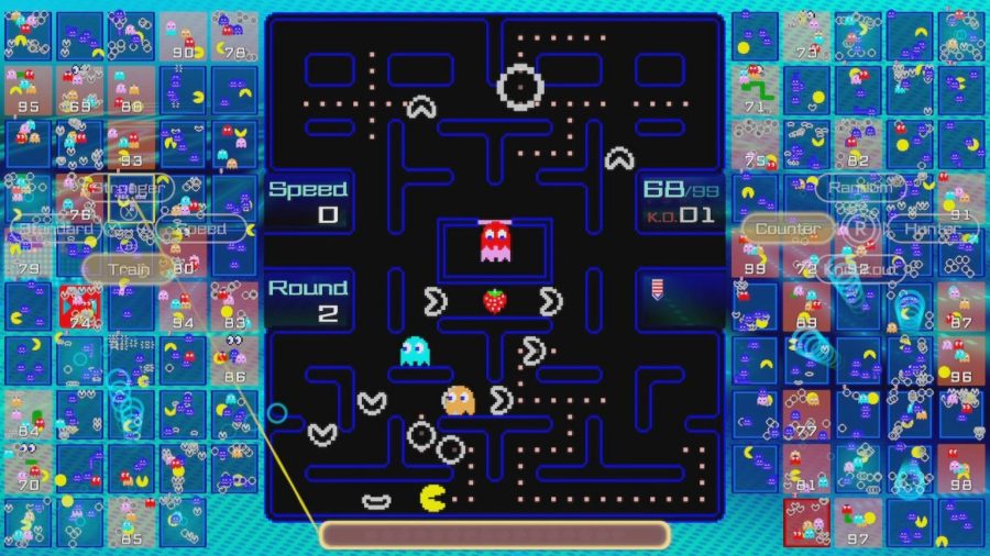 Best Pac-Man games: a screenshot from Pac-Man 99 shows many different games being played at the same time