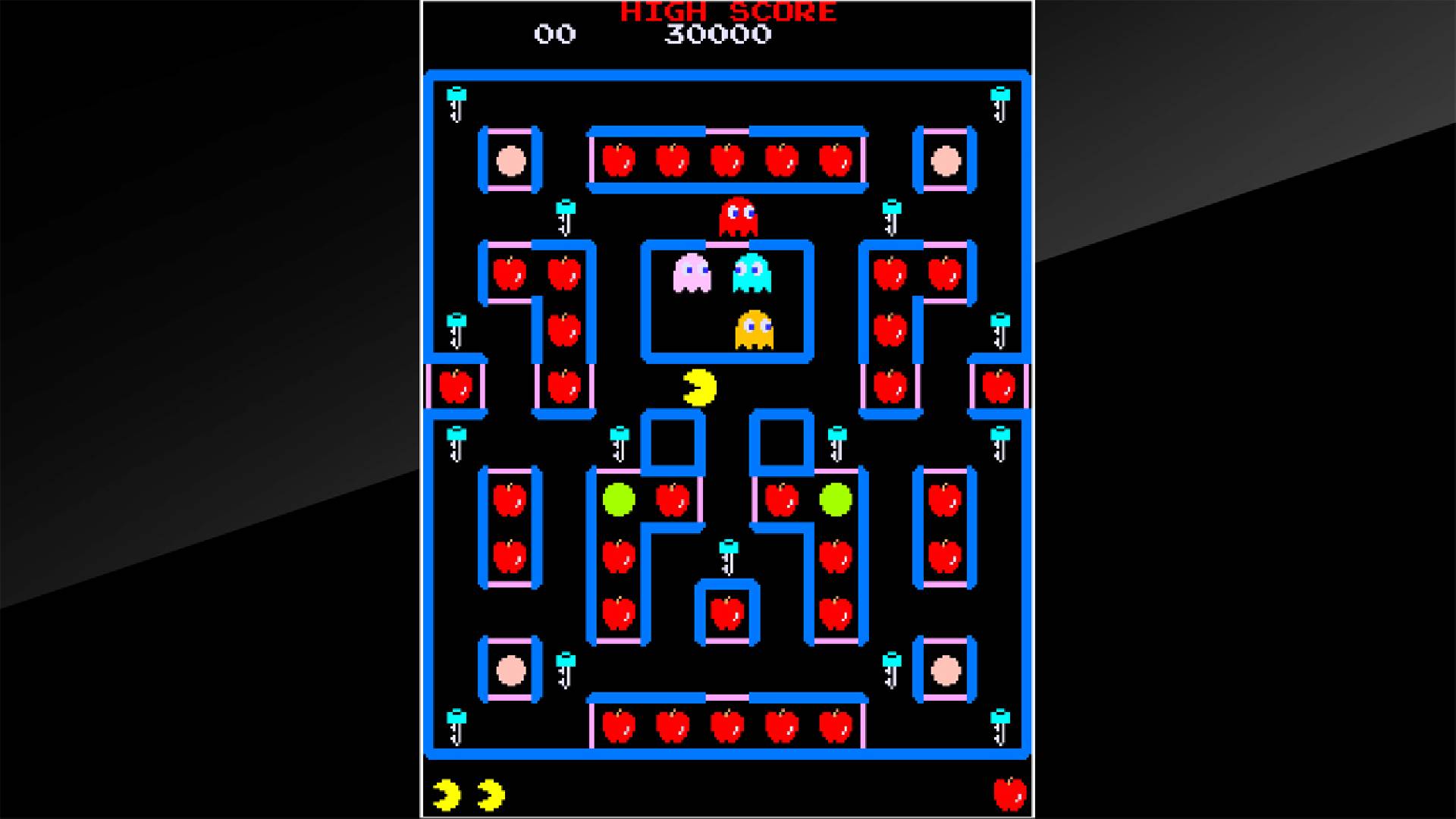 Best Pac-Man games: A level from the game Super Pac-Man is visible