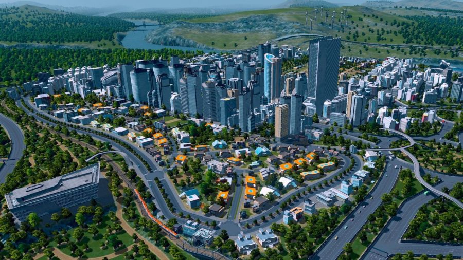 A screenshot from Cities: Skylines showing a metropolis.