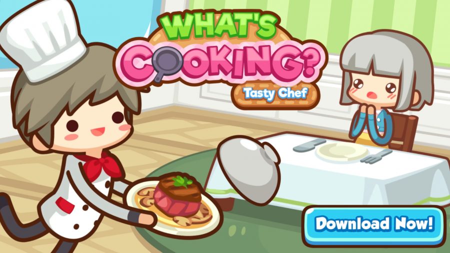 Cooking Games; What's Cooking chef spilling food over a table