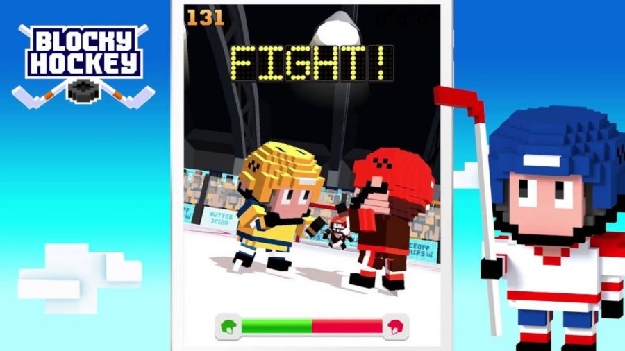 Promo art for Blocky Hockey, one of the minigame mobile hockey games