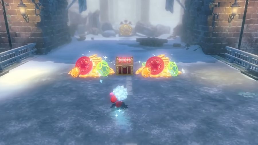 A screenshot showing the location of a Kirby and the Forgotten Land blueprint