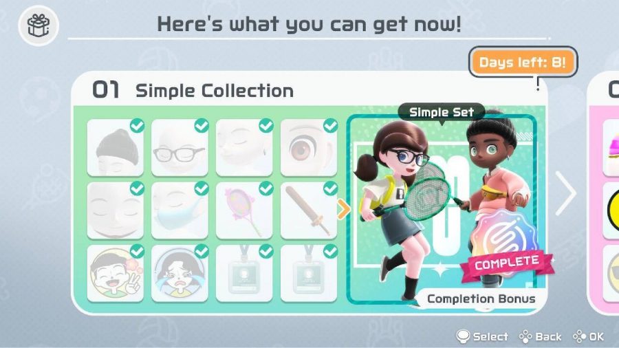 Nintendo Switch Sports review: many cosmetic items are visible