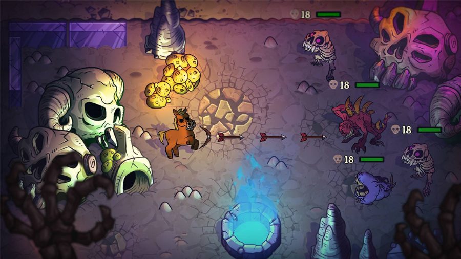 Nobody saves the world review: a horse shoots arrows at enemies 