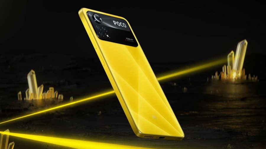 The Poco X4 Pro 5G in Poco Yellow.